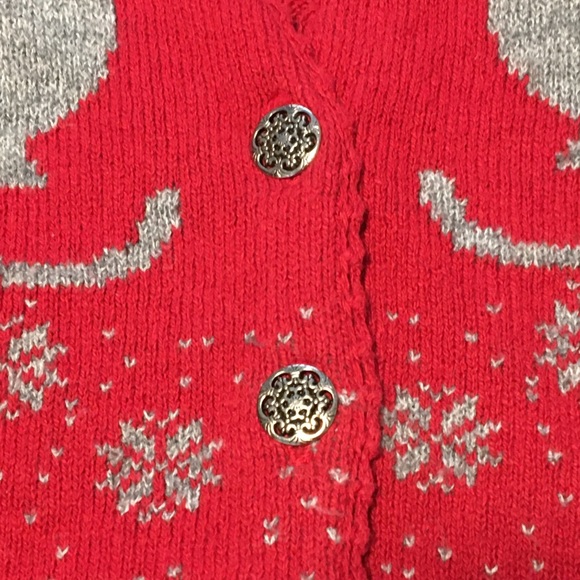 Vintage Cranberry Cat Snowflake Cardigan cotton - Picture 10 of 16